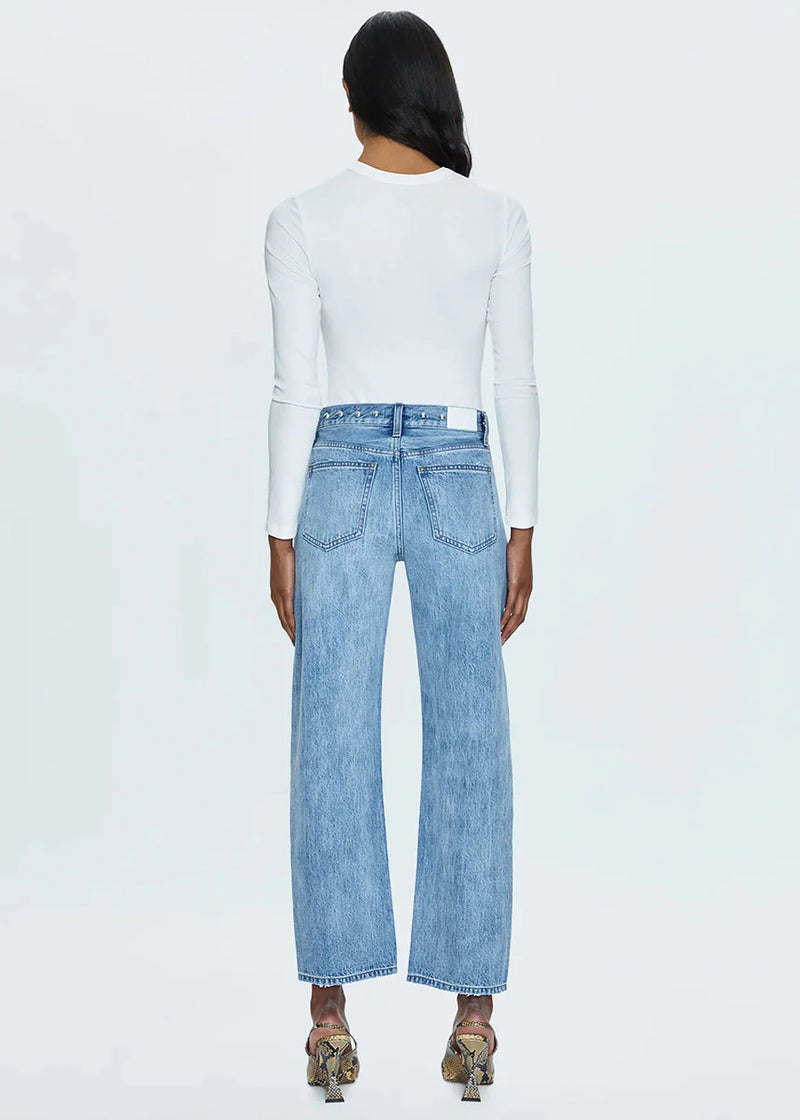 PISTOLA - LEXI MID RISE BOWED STRAIGHT JEAN SATELLITE