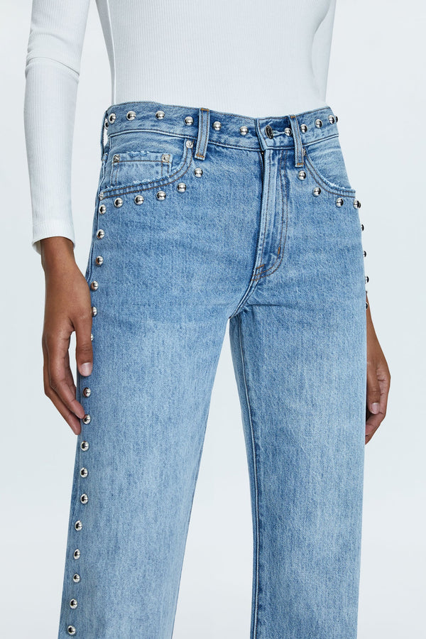 PISTOLA - LEXI MID RISE BOWED STRAIGHT JEAN SATELLITE