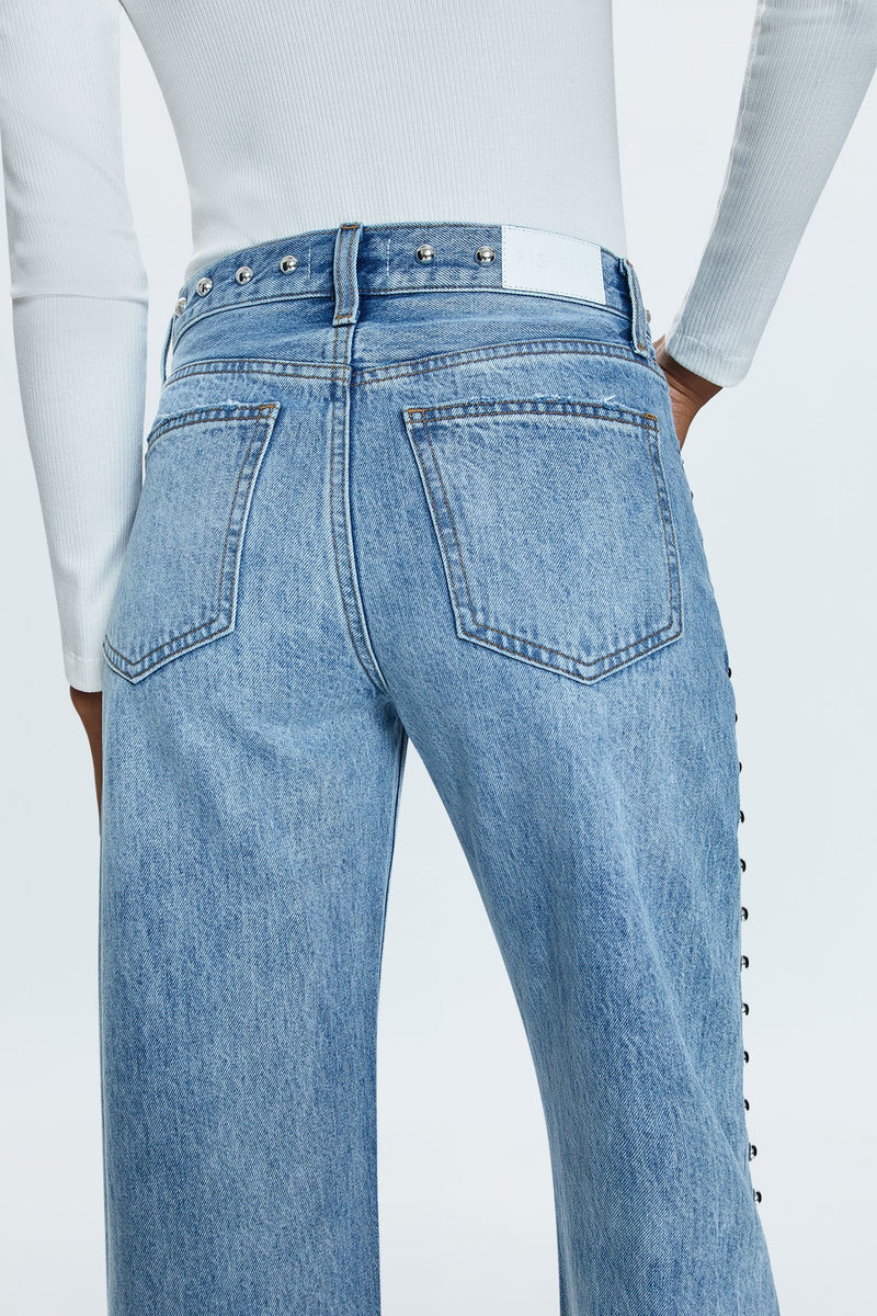 PISTOLA - LEXI MID RISE BOWED STRAIGHT JEAN SATELLITE