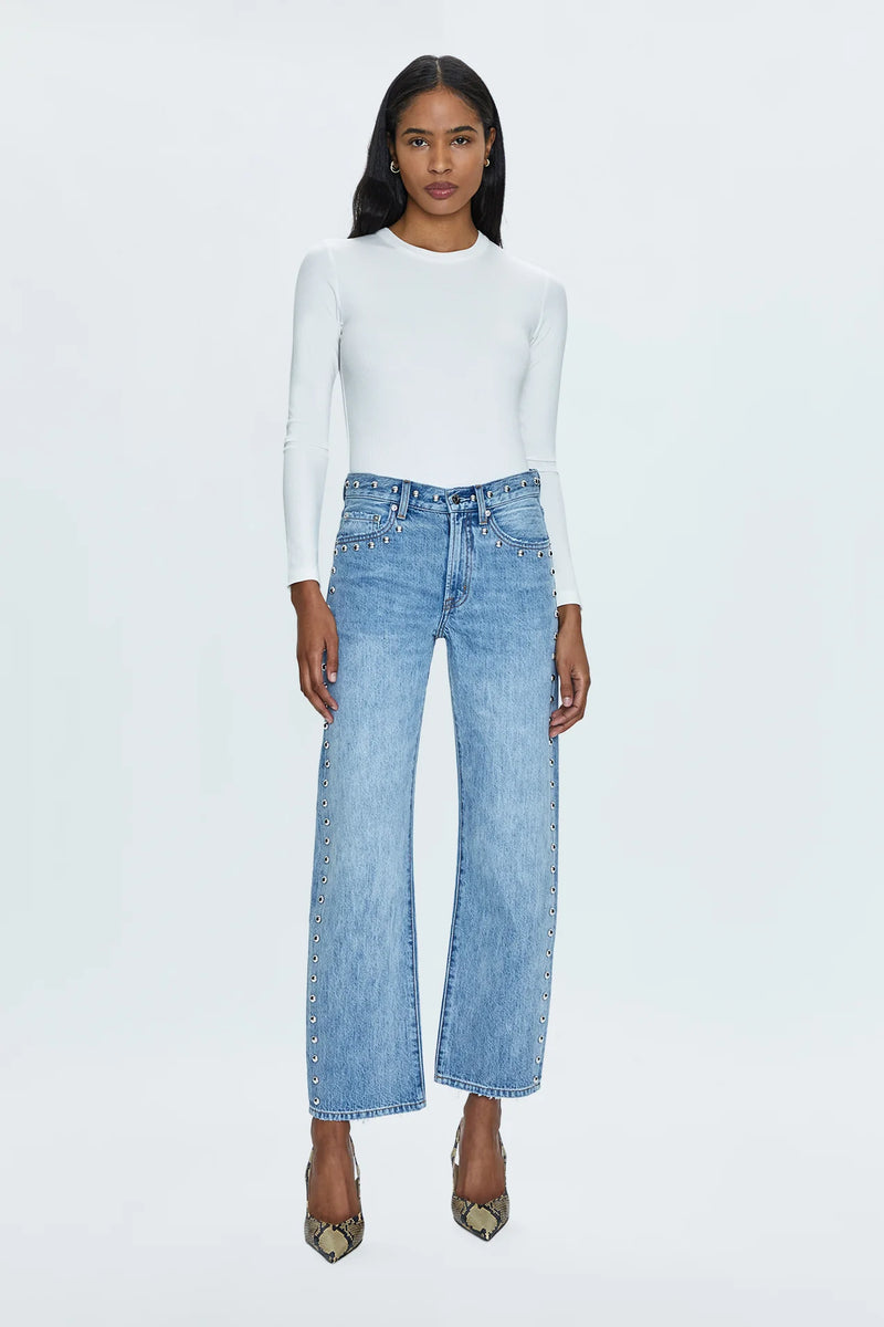 PISTOLA - LEXI MID RISE BOWED STRAIGHT JEAN SATELLITE