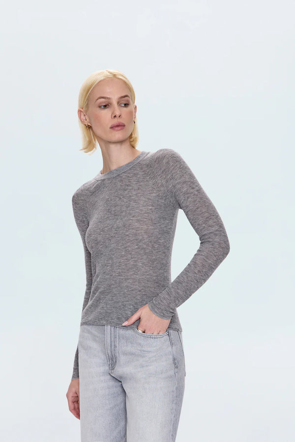 PISTOLA - JUNO FEATHER WEIGHT SWEATER HEATHER CHARCOAL