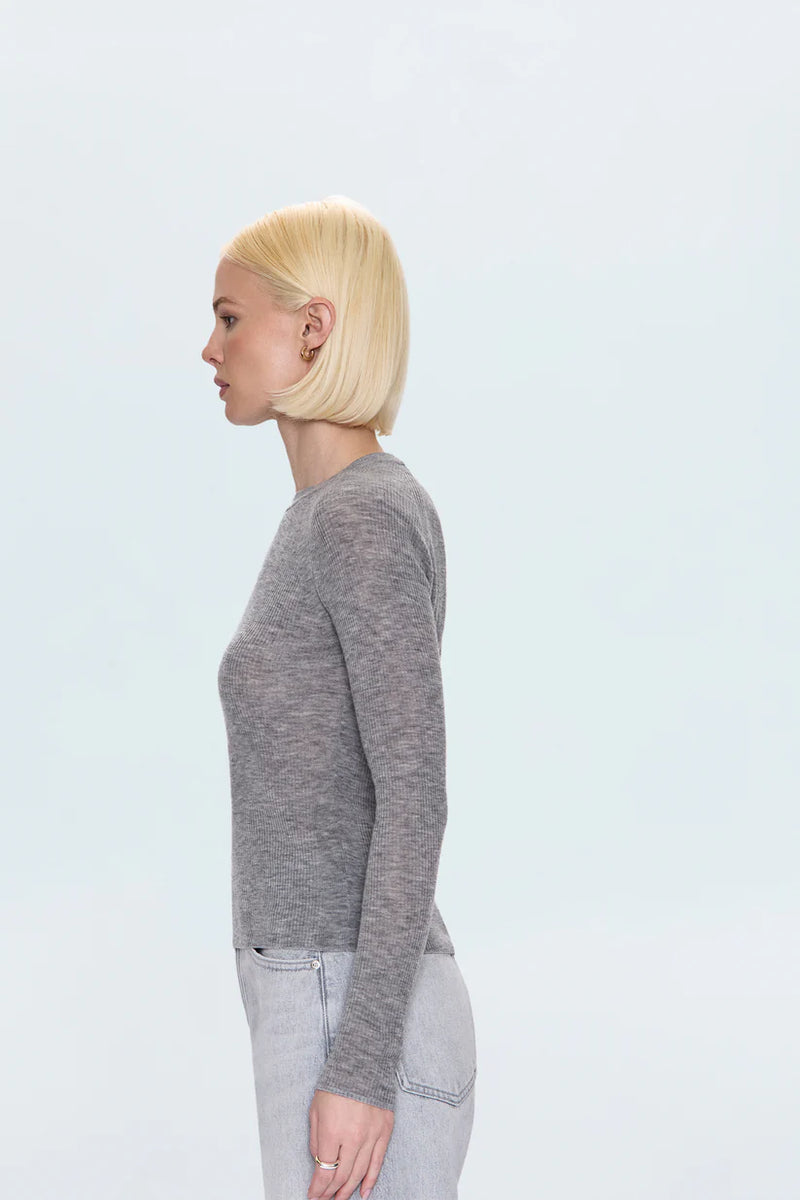 PISTOLA - JUNO FEATHER WEIGHT SWEATER HEATHER CHARCOAL