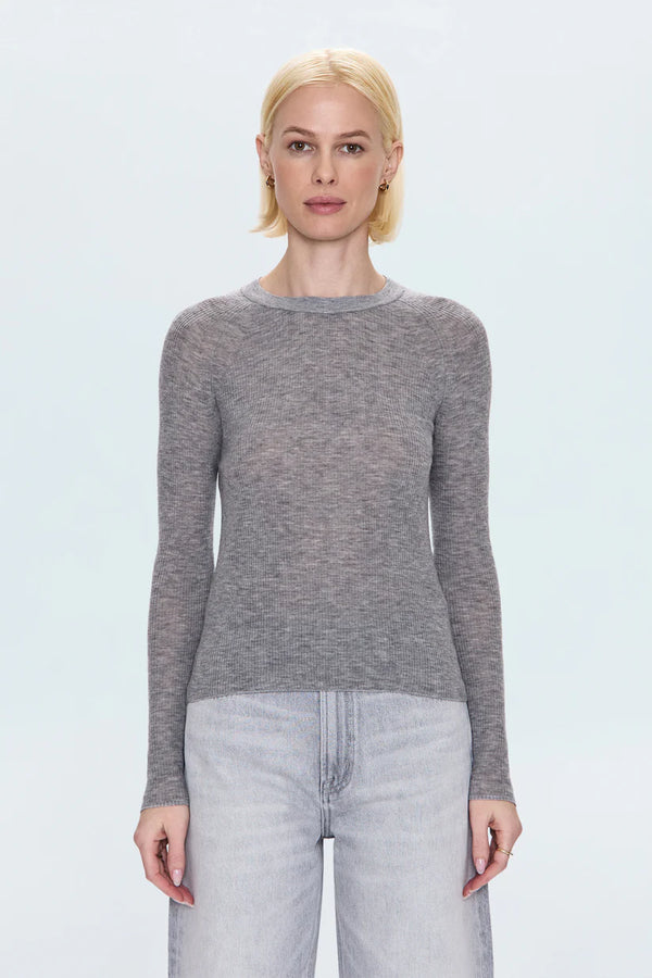 PISTOLA - JUNO FEATHER WEIGHT SWEATER HEATHER CHARCOAL