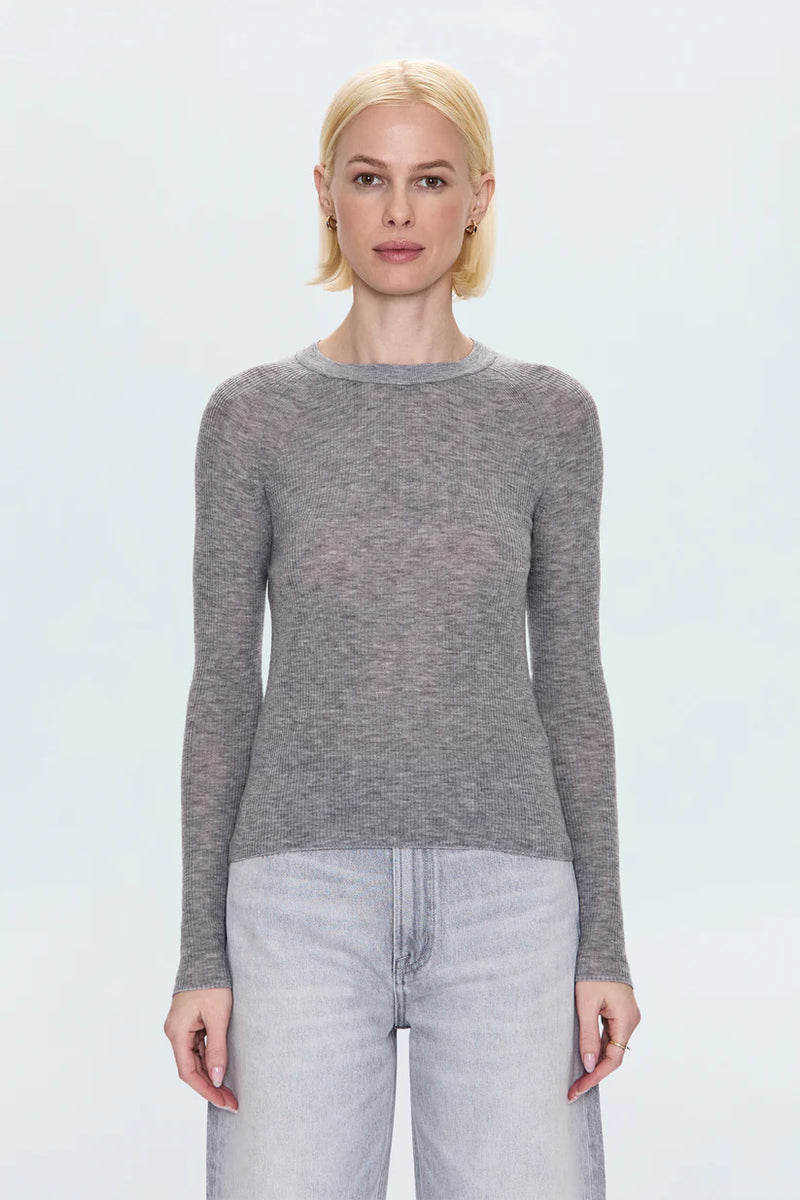 PISTOLA - JUNO FEATHER WEIGHT SWEATER HEATHER CHARCOAL