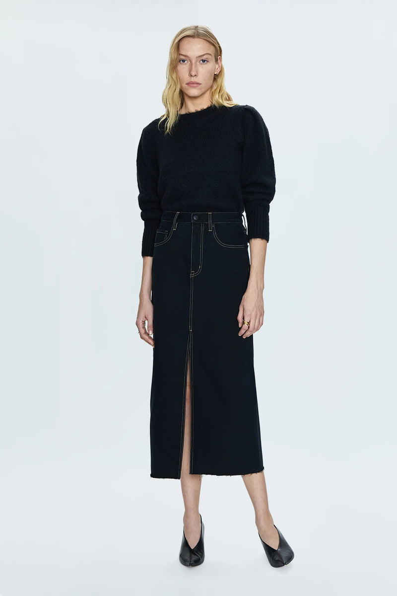 PISTOLA - ALICE HIGH RISE MIDI SKIRT NOIR