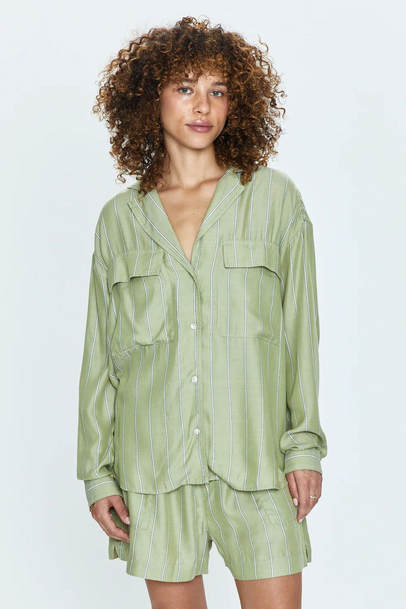 PISTOLA - IRENE SHIRT SAGE STRIPE