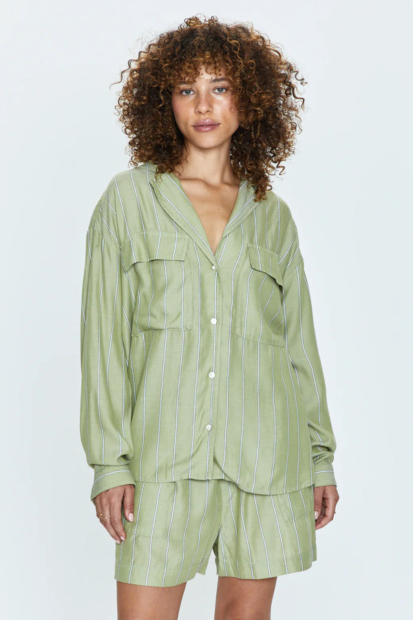 PISTOLA - IRENE SHIRT SAGE STRIPE