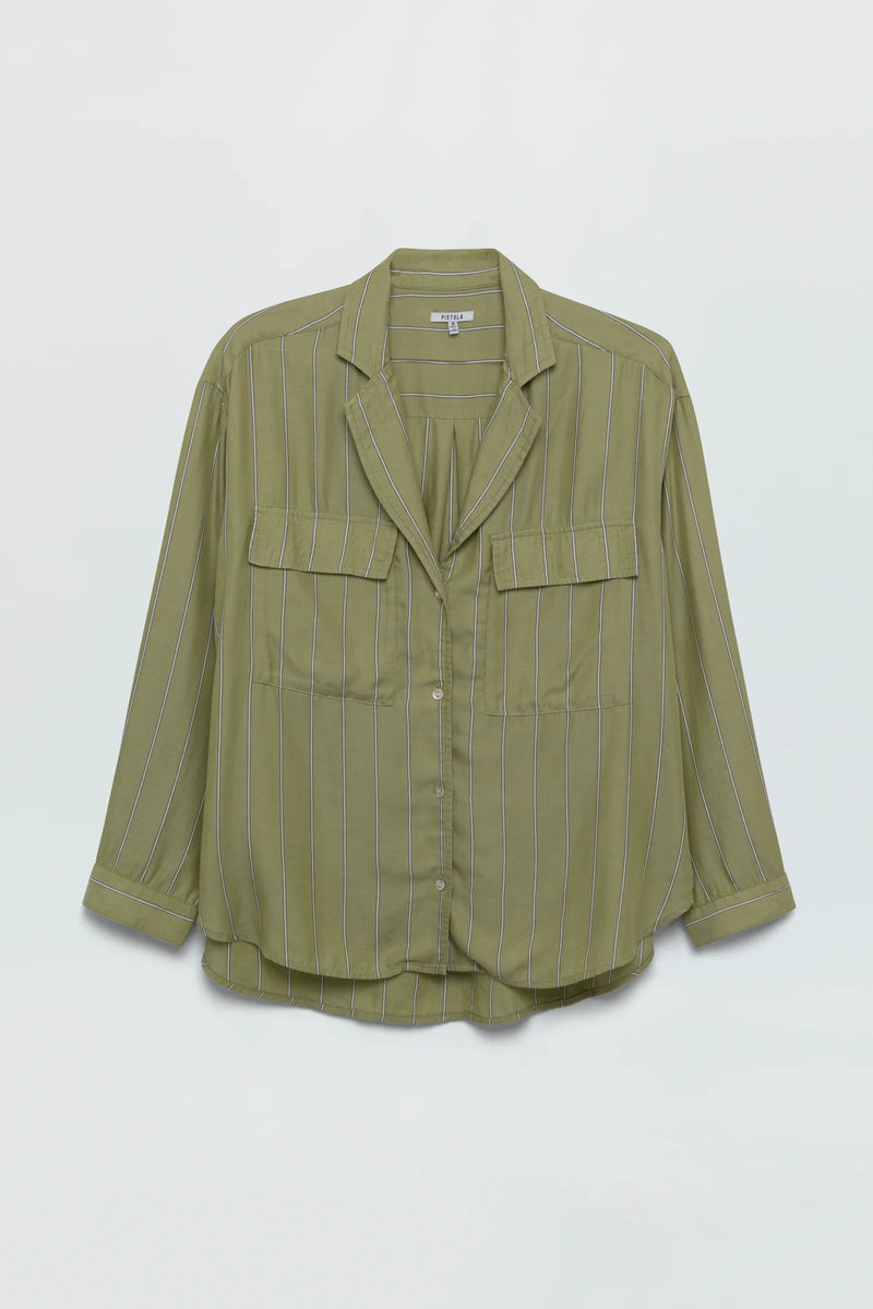 PISTOLA - IRENE SHIRT SAGE STRIPE