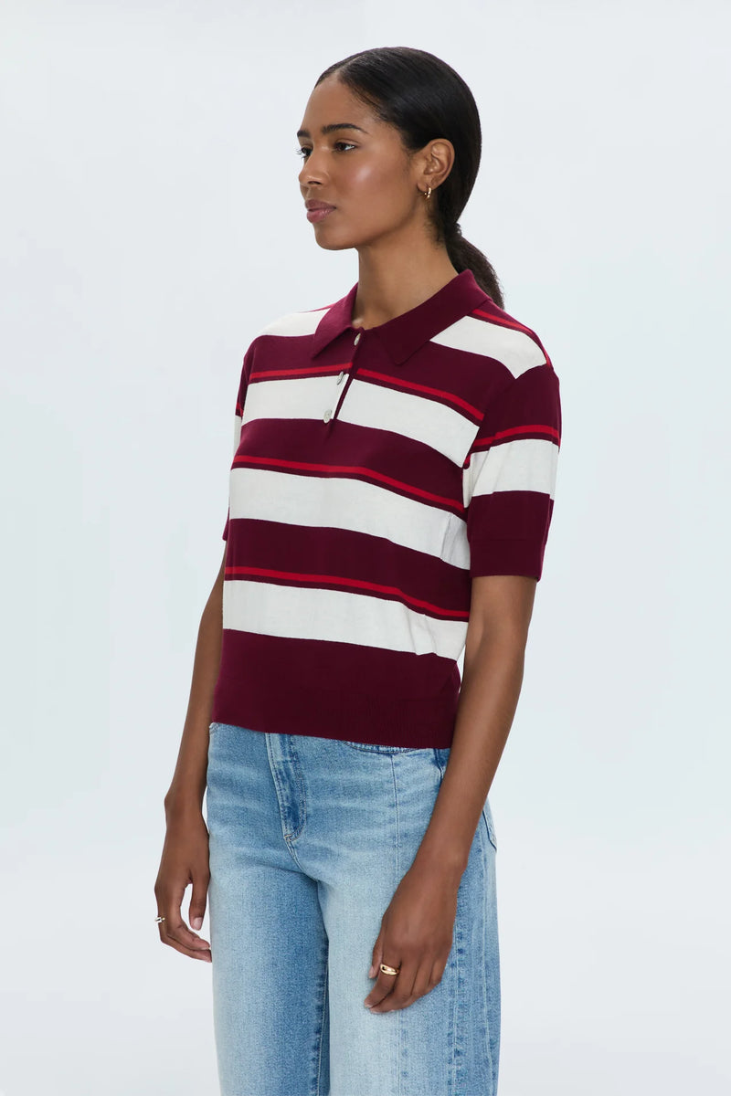 PISTOLA - DREA POLO RUBY SANGRIA STRIPE