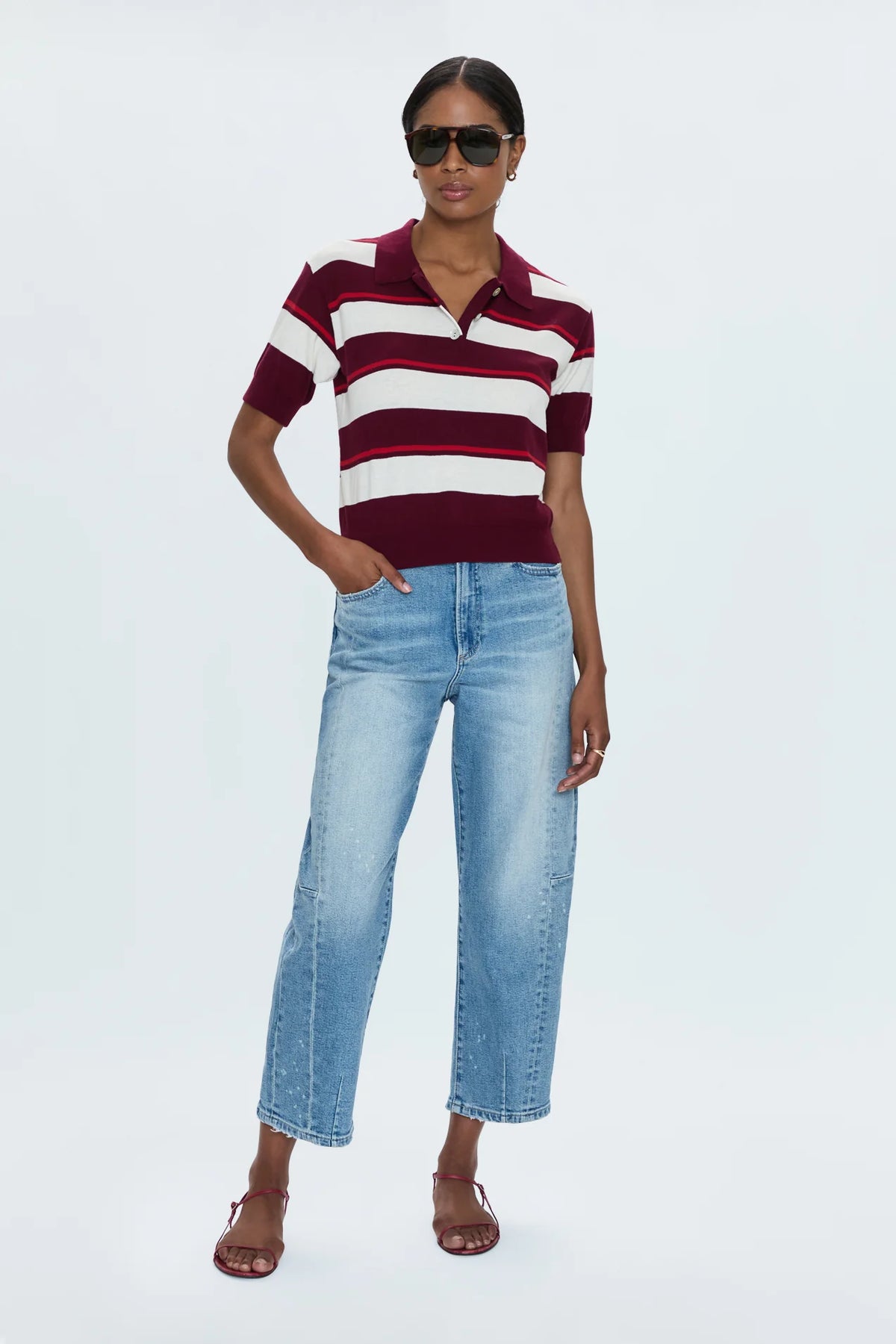 PISTOLA - DREA POLO RUBY SANGRIA STRIPE – swirlboutique