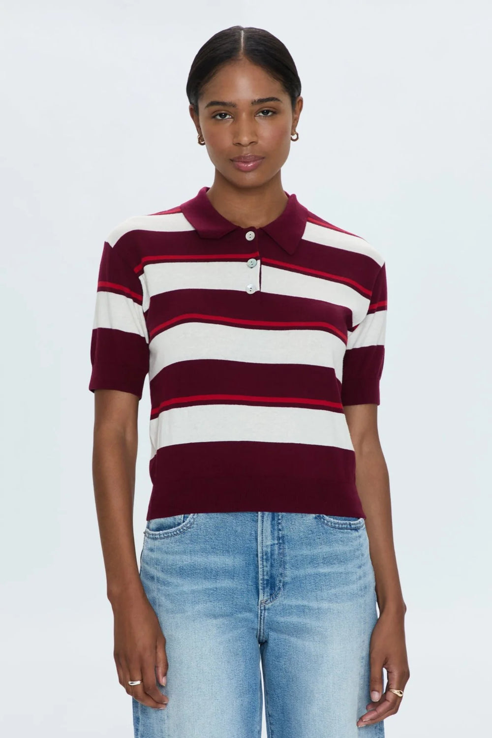 PISTOLA - DREA POLO RUBY SANGRIA STRIPE – swirlboutique