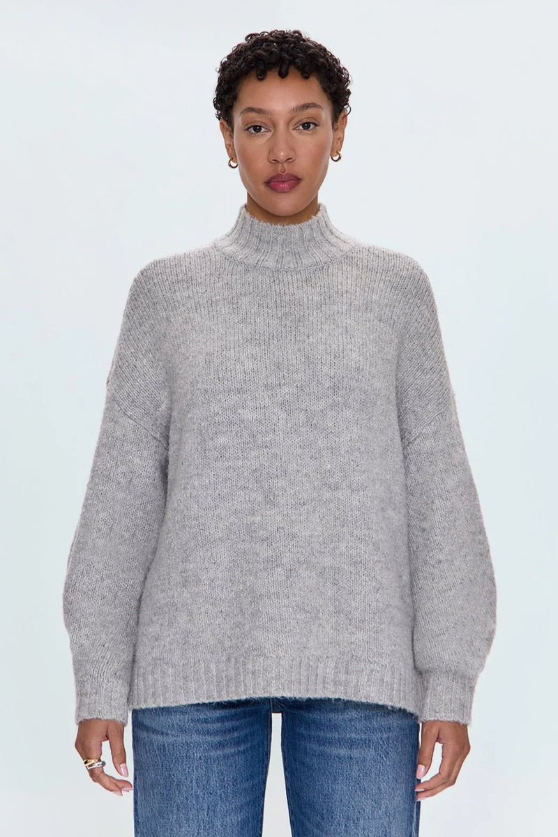 PISTOLA - CARLEN MOCK NECK SWEATER HEATHER GREY