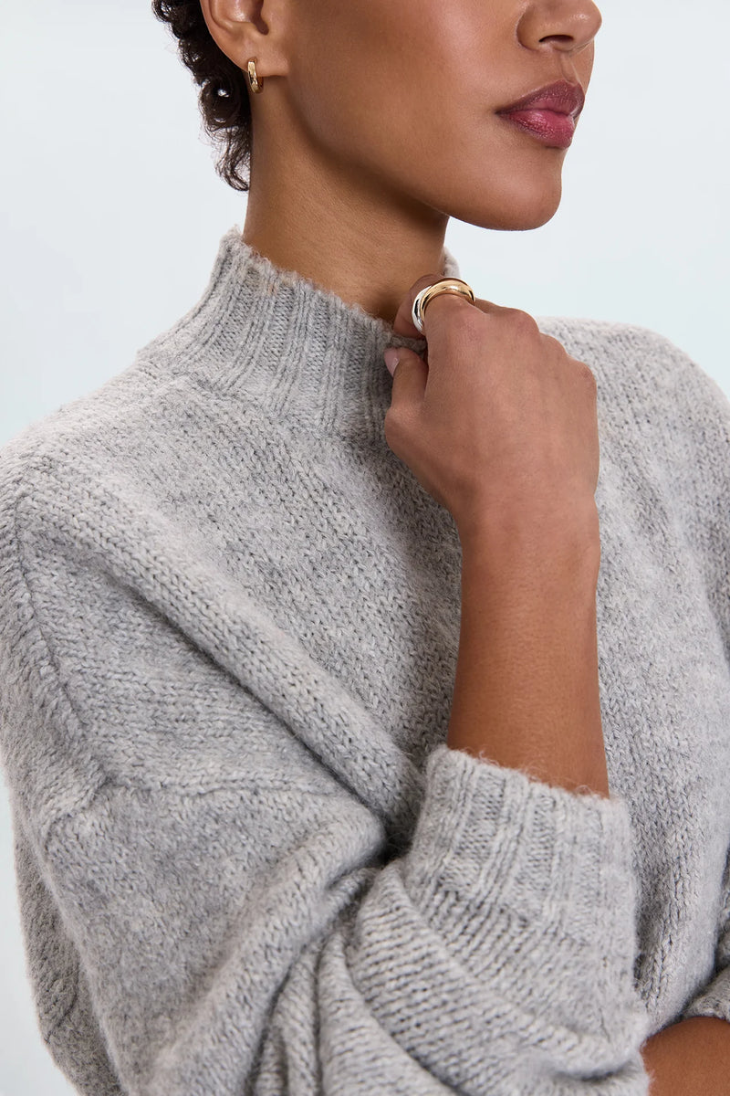 PISTOLA - CARLEN MOCK NECK SWEATER HEATHER GREY