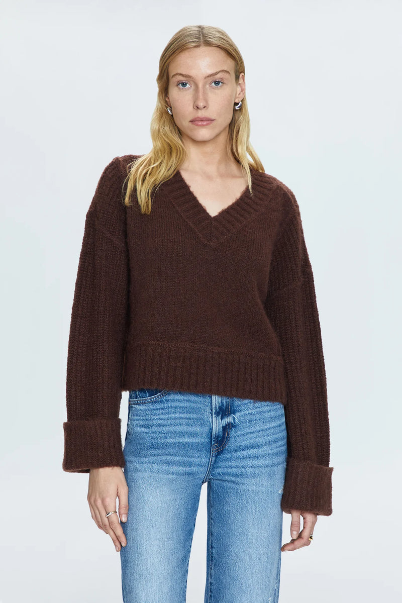 PISTOLA - JOY CROPPED BOXY SWEATER DARK ROAST