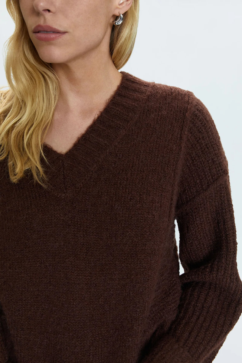 PISTOLA - JOY CROPPED BOXY SWEATER DARK ROAST