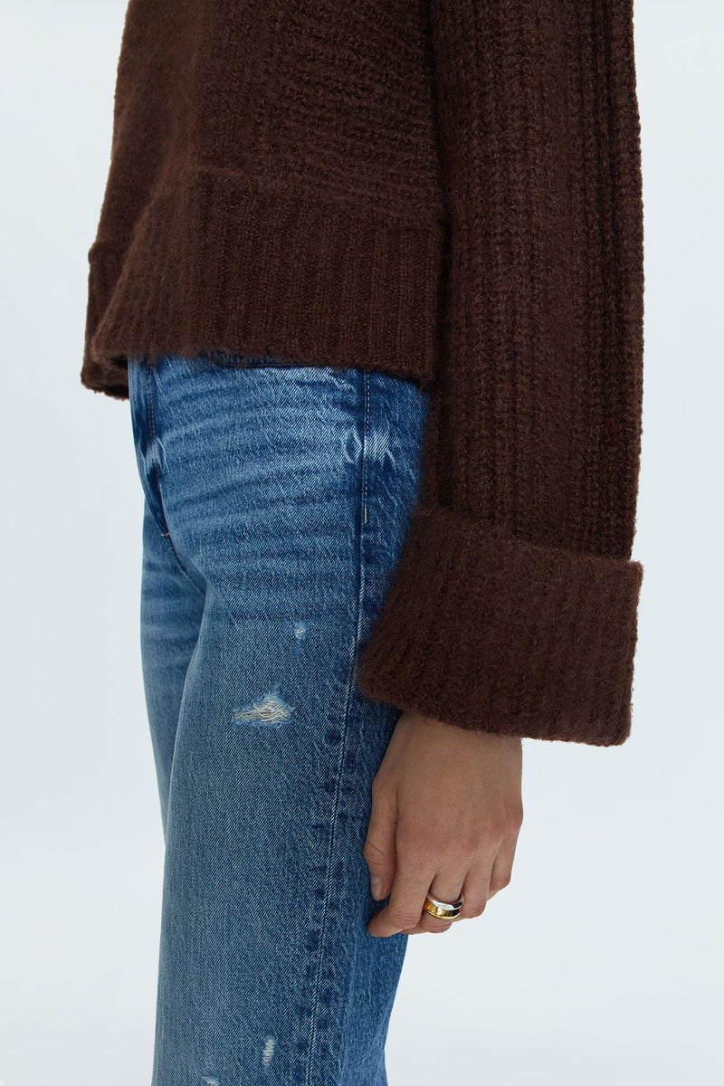 PISTOLA - JOY CROPPED BOXY SWEATER DARK ROAST