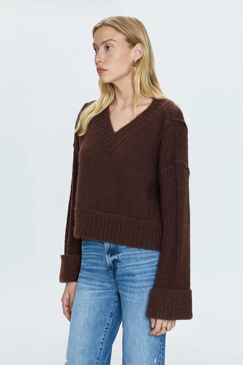 PISTOLA - JOY CROPPED BOXY SWEATER DARK ROAST