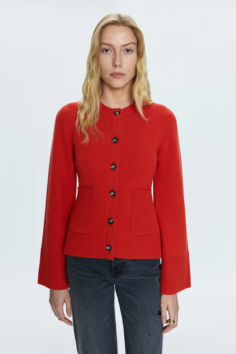 PISTOLA - DANI CINCHED WAIST CARDIGAN ROUGE