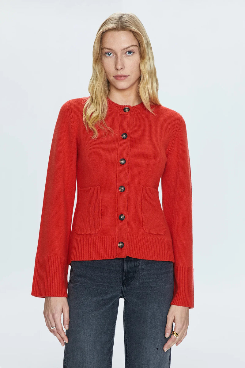 PISTOLA - DANI CINCHED WAIST CARDIGAN ROUGE