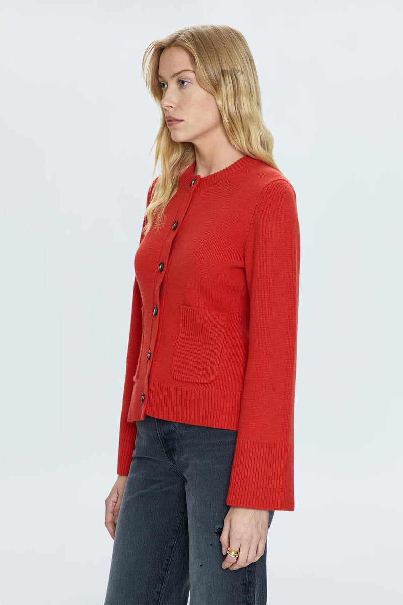 PISTOLA - DANI CINCHED WAIST CARDIGAN ROUGE