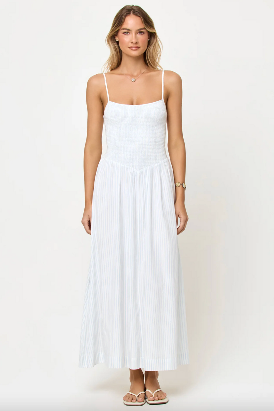 LSPACE - MISHA MIDI DRESS BLUE PEBBLE STRIPE – swirlboutique