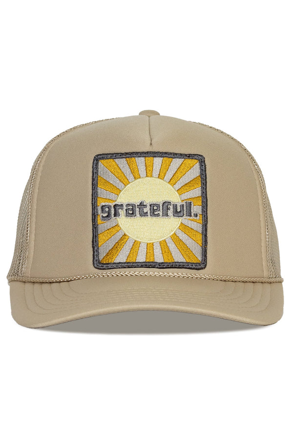 FRIDAY FEELIN - GRATEFUL TRUCKER HAT TAN