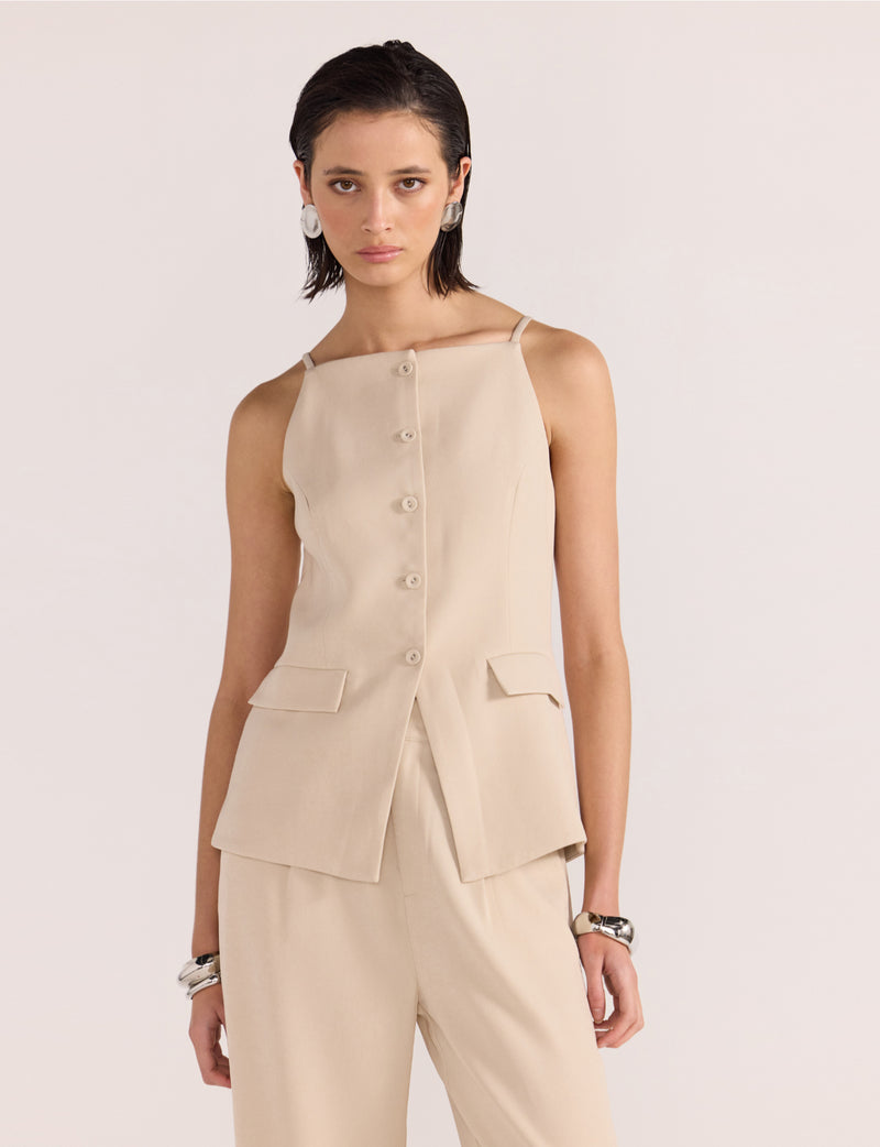 STAPLE THE LABEL - HAYDEN LONGLINE VEST BEIGE