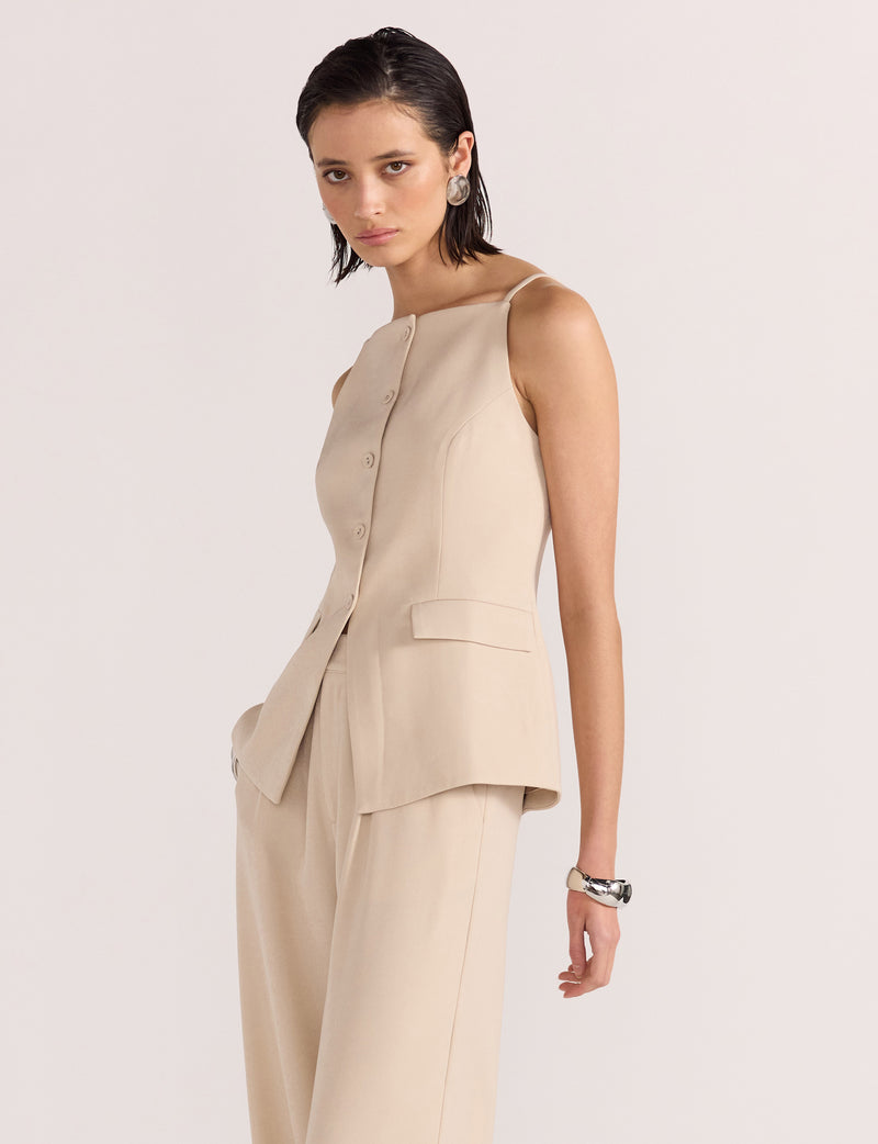 STAPLE THE LABEL - HAYDEN LONGLINE VEST BEIGE