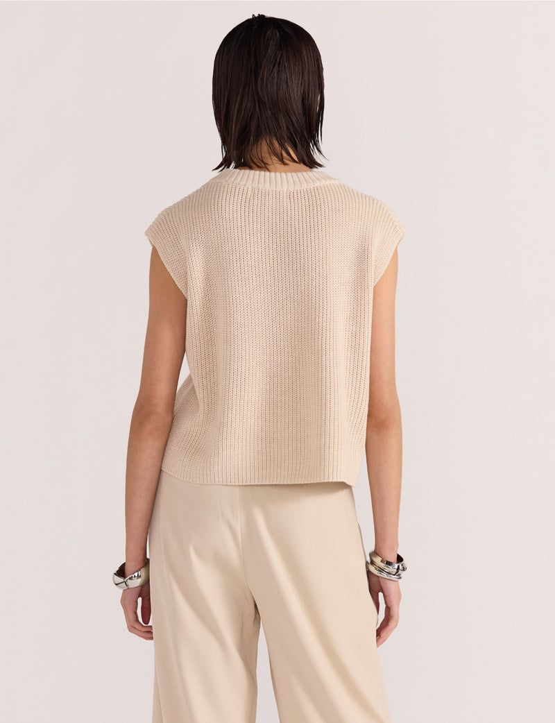 STAPLE THE LABEL - PETRA KNIT TOP NATURAL