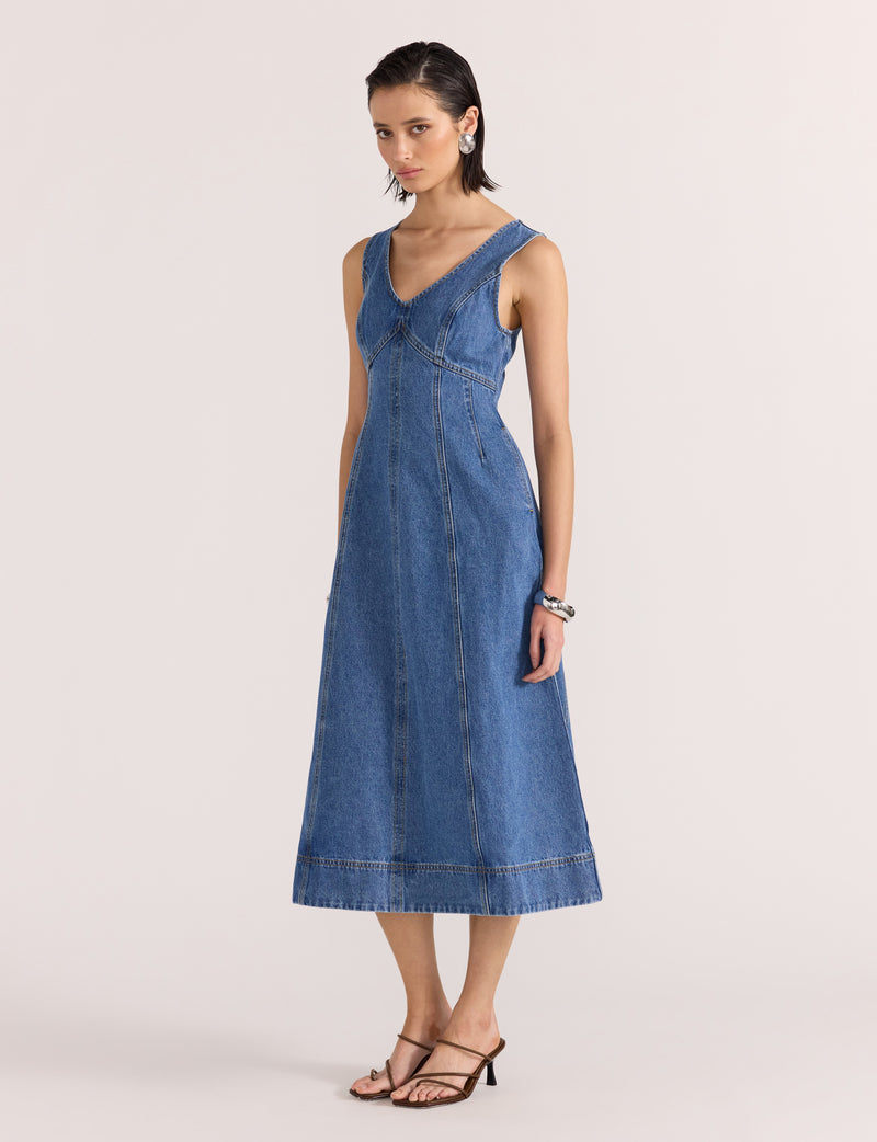 STAPLE THE LABEL - ALDEN DENIM MIDI DRESS