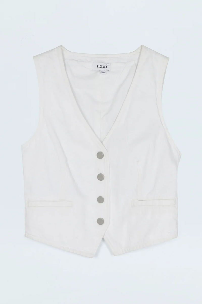 PISTOLA - VERO DENIM VEST WHITE