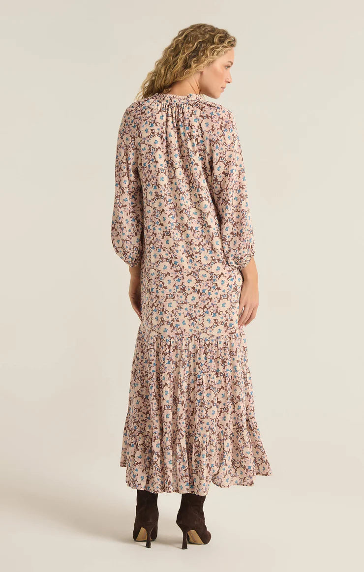 Z SUPPLY - CHAR LA PAZ FLORAL MIDI DRESS LATTE