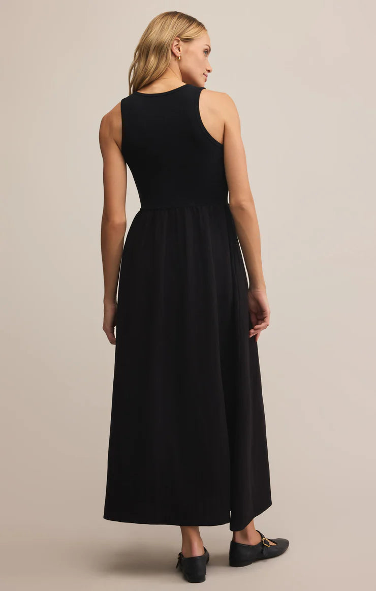 Z SUPPLY - CHARLOTTE RIB MIDI DRESS BLACK