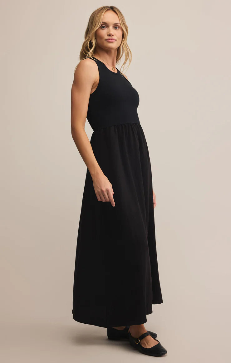 Z SUPPLY - CHARLOTTE RIB MIDI DRESS BLACK