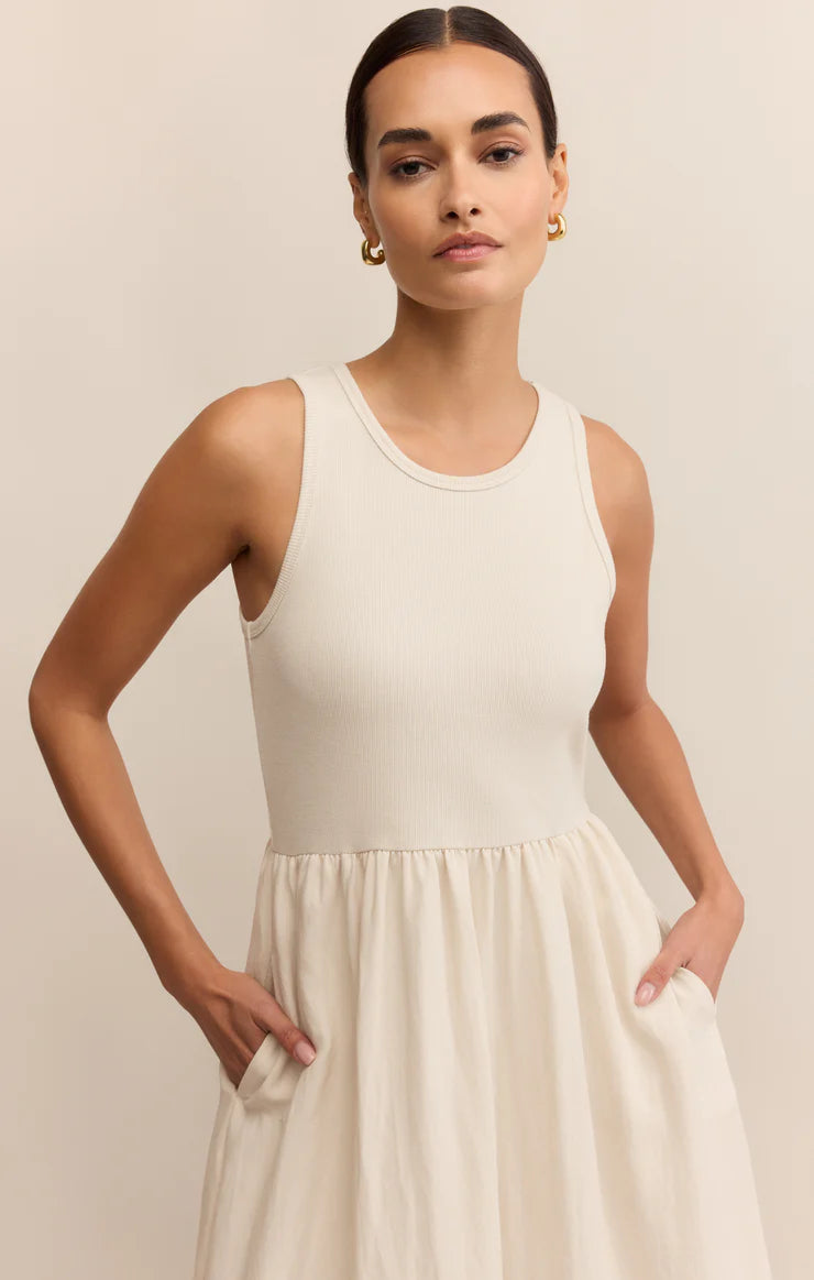 Z SUPPLY - CHARLOTTE RIB MIDI DRESS CRYSTAL