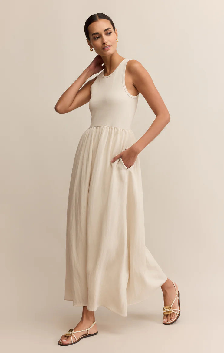 Z SUPPLY - CHARLOTTE RIB MIDI DRESS CRYSTAL
