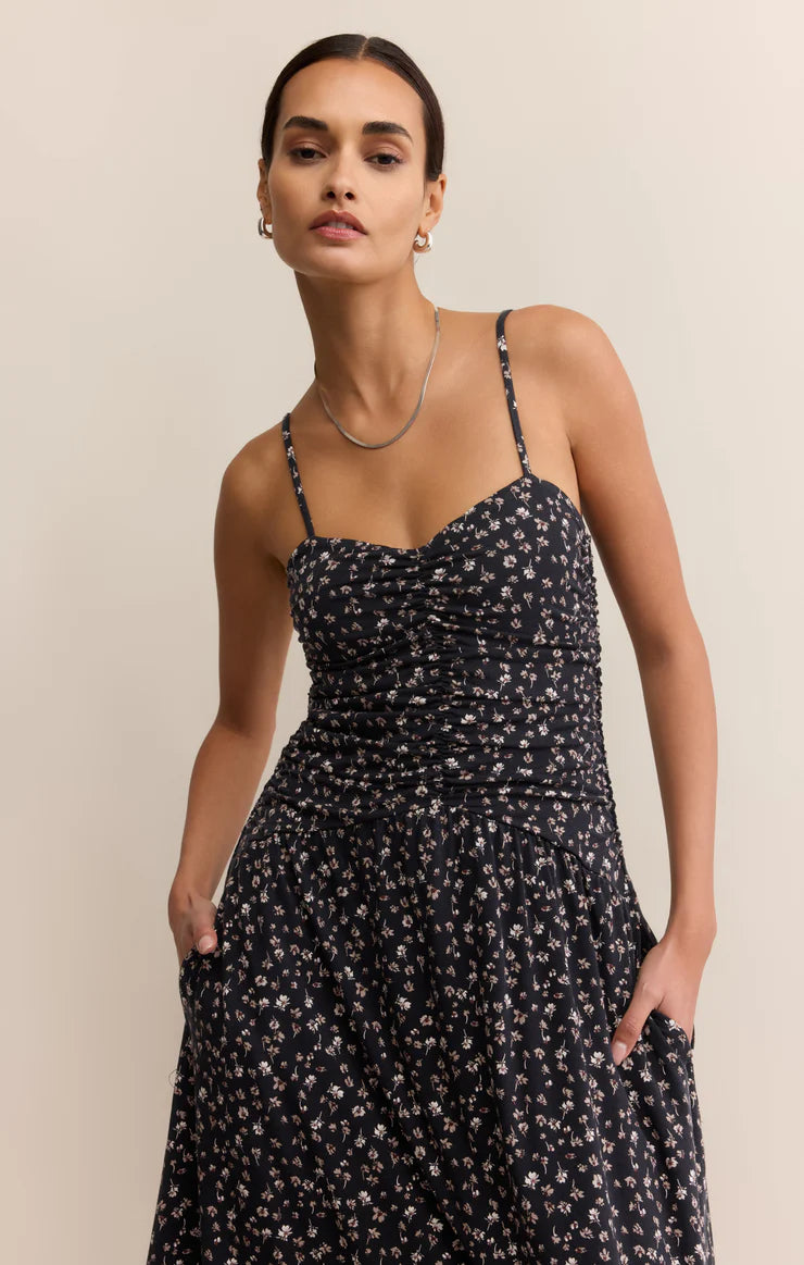 Z SUPPLY - GEORGINA DITSY FLORAL DRESS BLACK