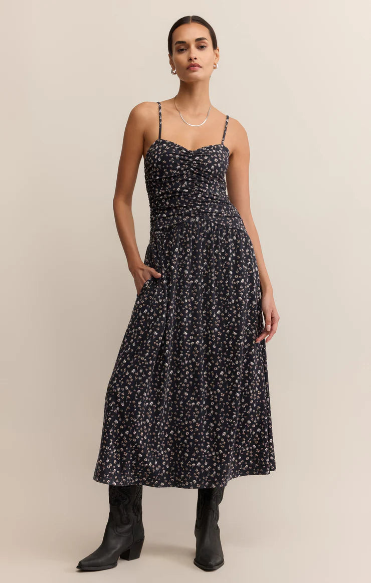 Z SUPPLY - GEORGINA DITSY FLORAL DRESS BLACK