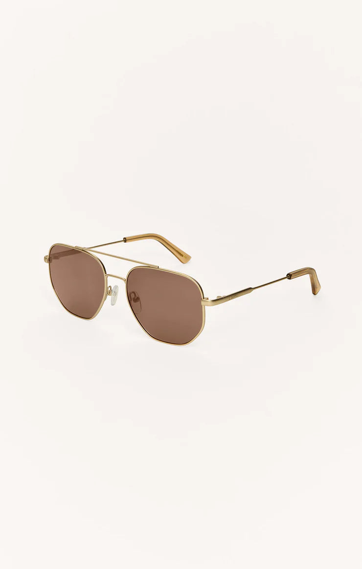 Z SUPPLY - HIGHWAY POLARIZED SUNGLASSES GOLD BROWN