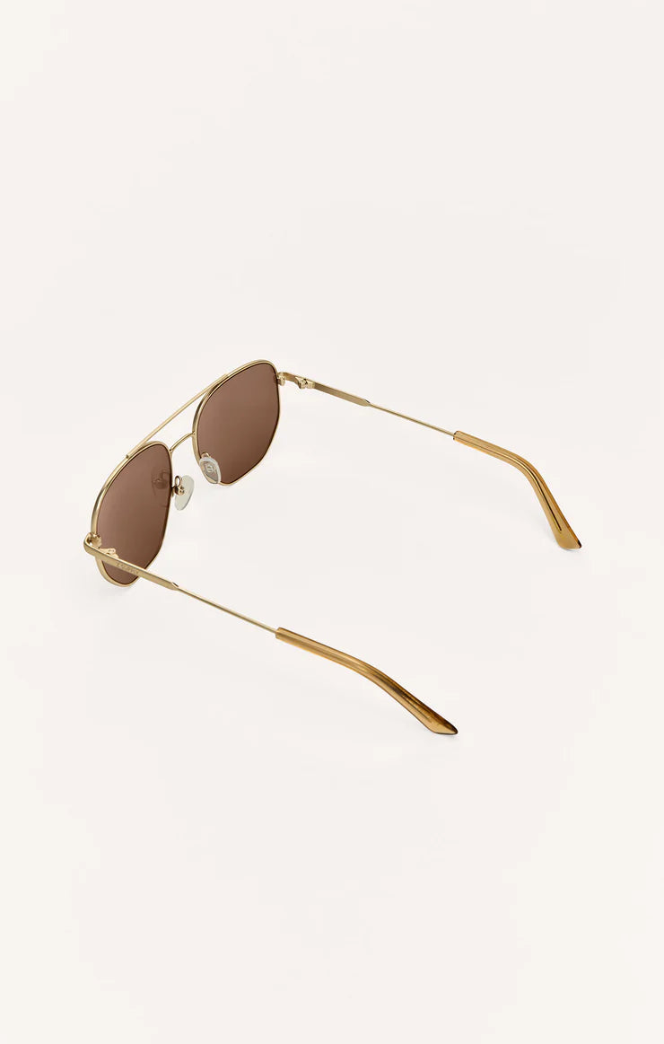 Z SUPPLY - HIGHWAY POLARIZED SUNGLASSES GOLD BROWN