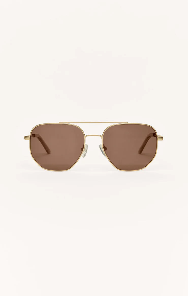 Z SUPPLY - HIGHWAY POLARIZED SUNGLASSES GOLD BROWN