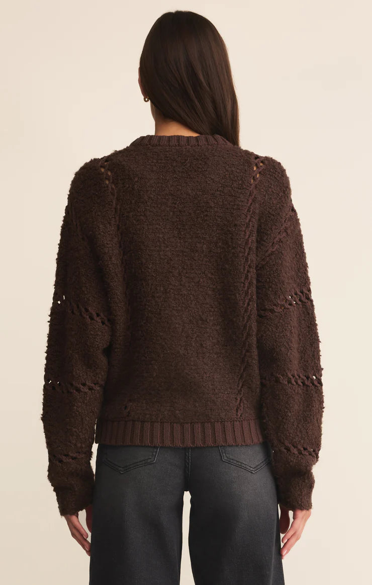 Z SUPPLY - SUNDANCE ZIP-UP SWEATER JACKET CHOCOLATE CHERRY