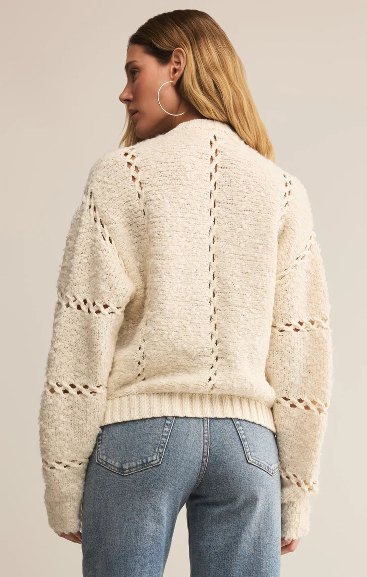 Z SUPPLY - SUNDANCE ZIP UP SWEATER JACKET CRYSTAL