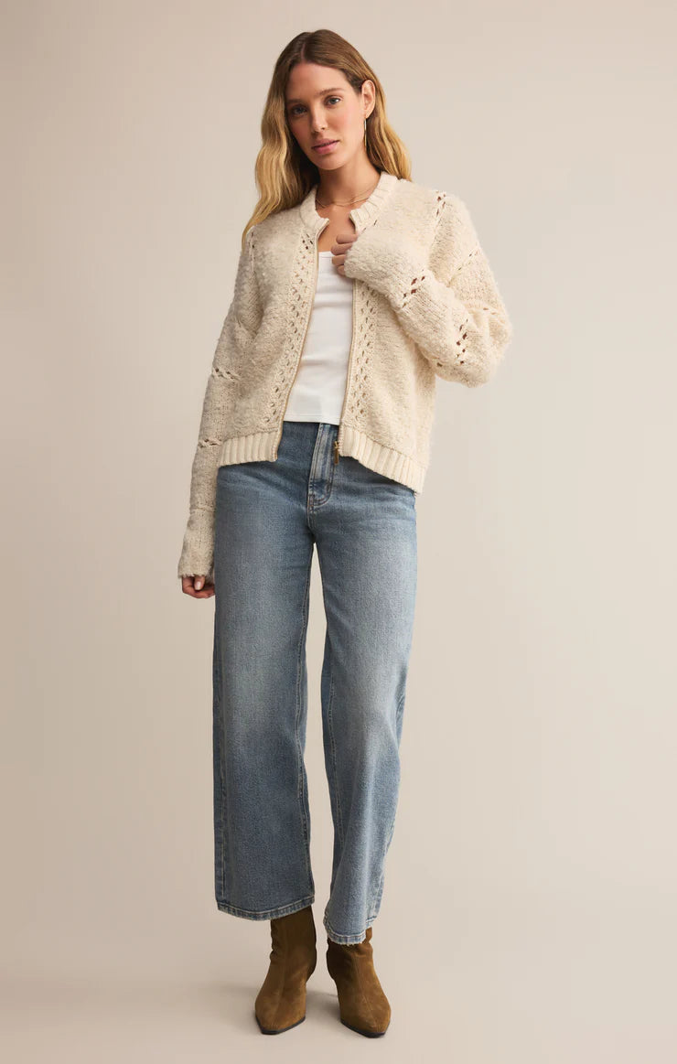 Z SUPPLY - SUNDANCE ZIP UP SWEATER JACKET CRYSTAL