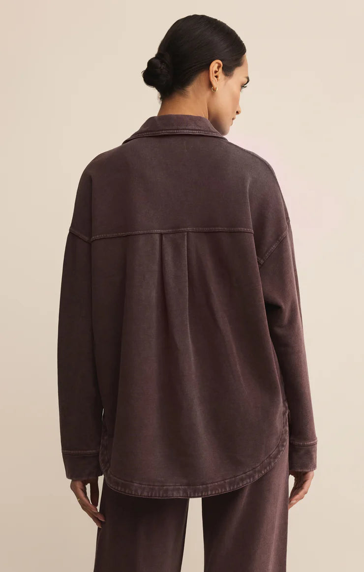 Z SUPPLY - ALL DAY KNIT JACKET CHOCOLATE CHERRY