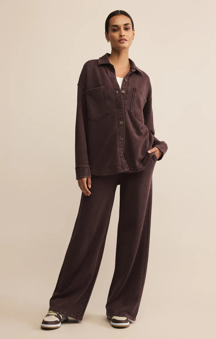 Z SUPPLY - ALL DAY KNIT JACKET CHOCOLATE CHERRY