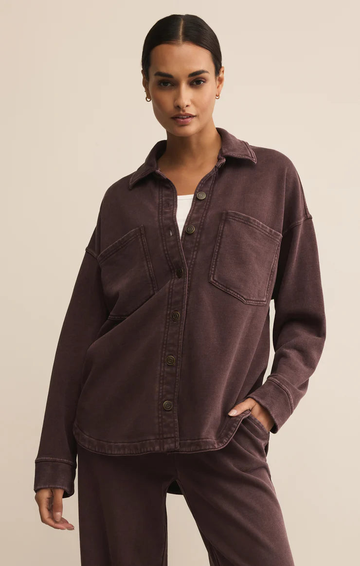 Z SUPPLY - ALL DAY KNIT JACKET CHOCOLATE CHERRY