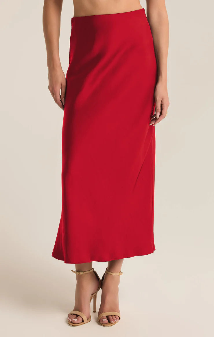 Z SUPPLY - EUROPA POLY SHEEN SKIRT HAUTE RED