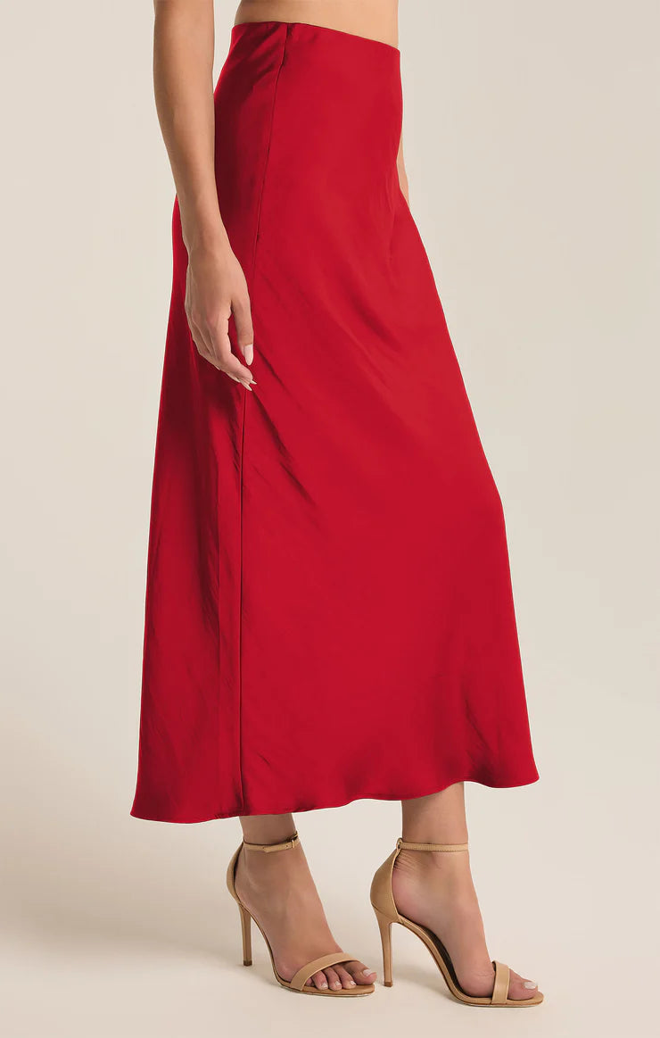 Z SUPPLY - EUROPA POLY SHEEN SKIRT HAUTE RED