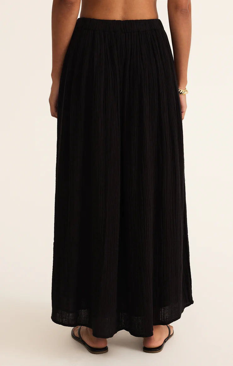 Z SUPPLY - REINA AIRY GAUZE MIDI SKIRT BLACK